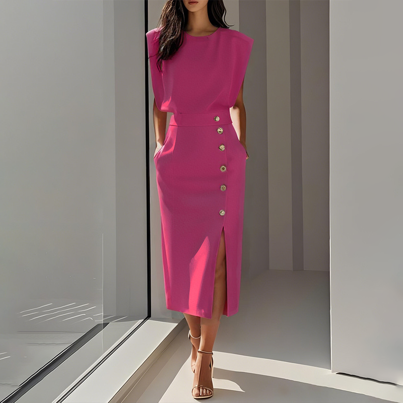 Elegant Midi Split Dress