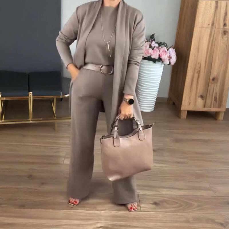 Elegant Three-Piece Knit Co-Ord