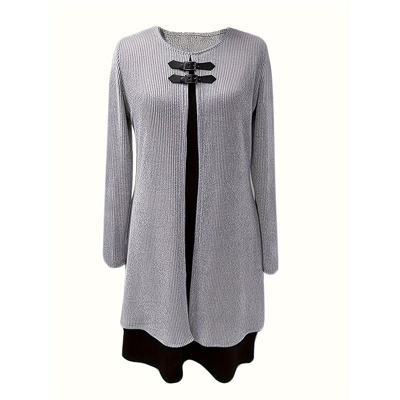 💃🌸 Women’s A-line knee-length dress with a subtle two-piece look