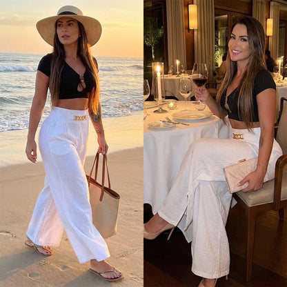 High-Waist Wide-Leg Trousers