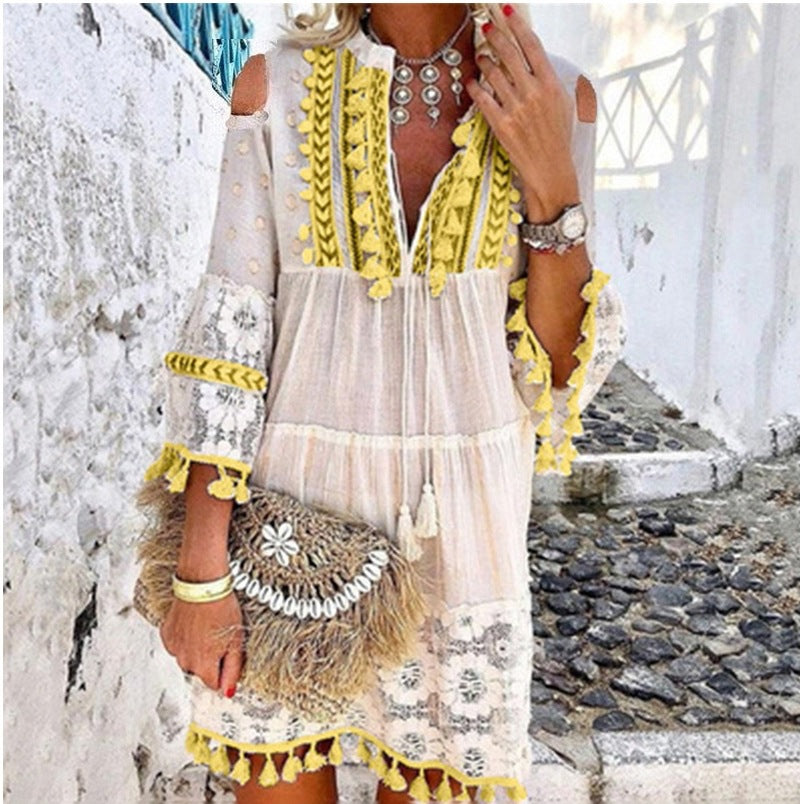 Amara™ Embroidered Linen Dress