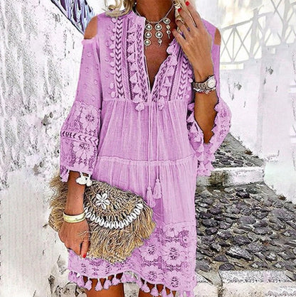 Amara™ Embroidered Linen Dress