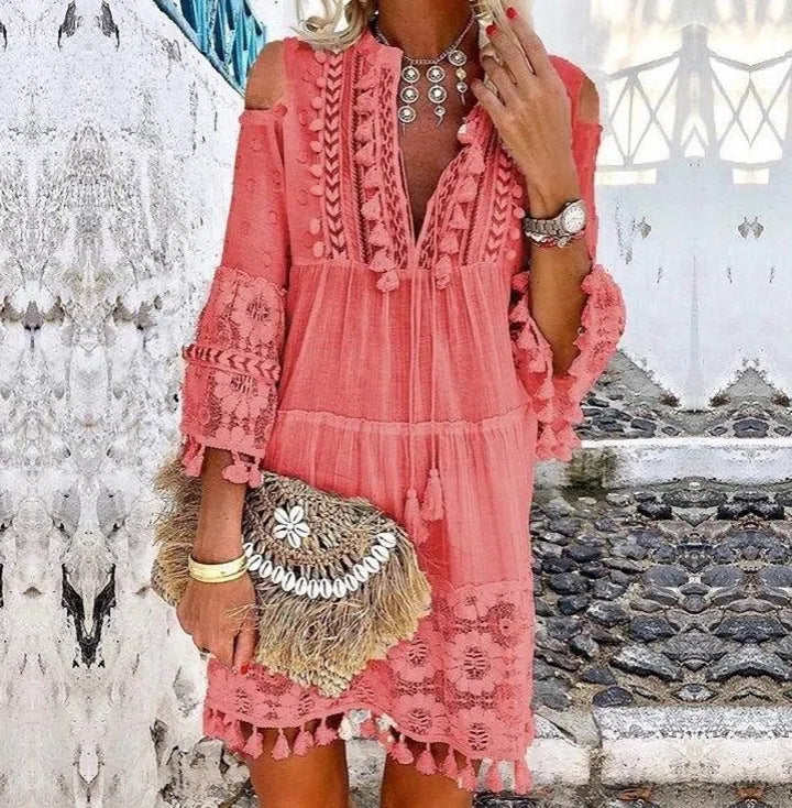 Amara™ Embroidered Linen Dress