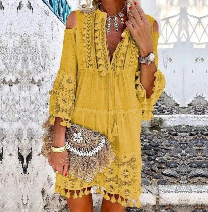 Amara™ Embroidered Linen Dress
