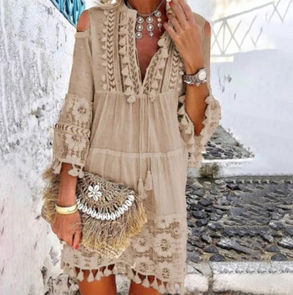 Amara™ Embroidered Linen Dress
