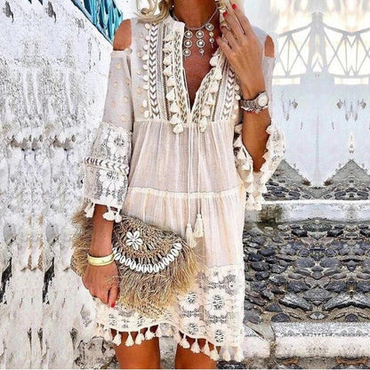 Amara™ Embroidered Linen Dress