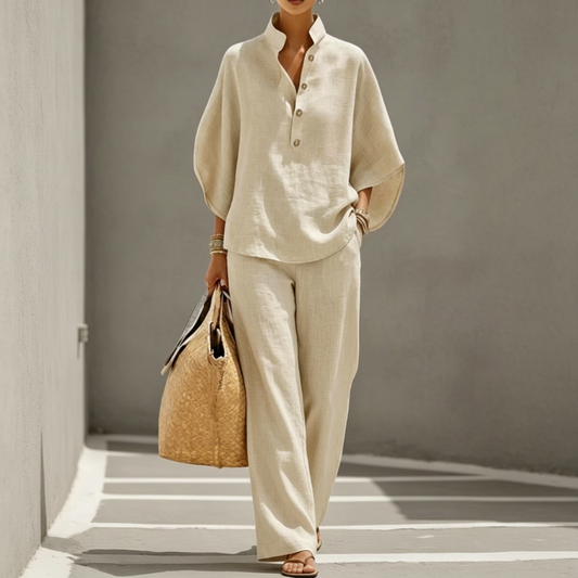 Victoria Stand Collar Wide-Leg Co-ord Set