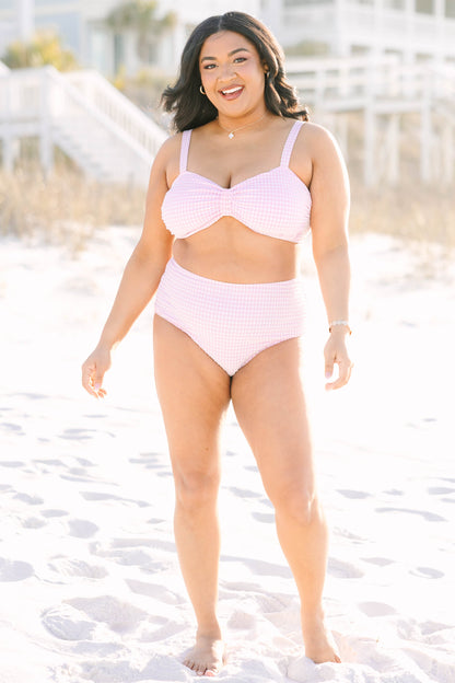 Sunday Sweetheart Swim Bottom, Pink Gingham