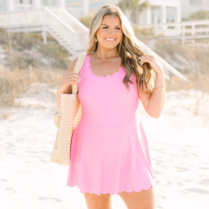 Vacation Mode Swim Dress, Pink