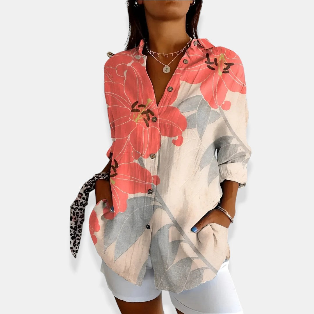 LYSSA™ | Kwiatowa bluzka z guzikami