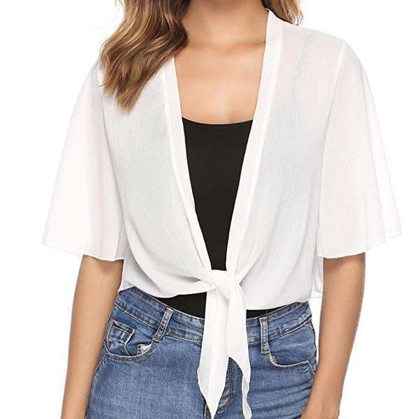 BreezeLite Tie-Front Chiffon Shrug